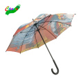 photograph printed wood hook handle 3d digital polyester umbrella